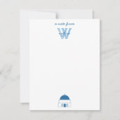 ブルー&ホワイトウォーターカラーサントリーニギリシャ ノートカード (正面)