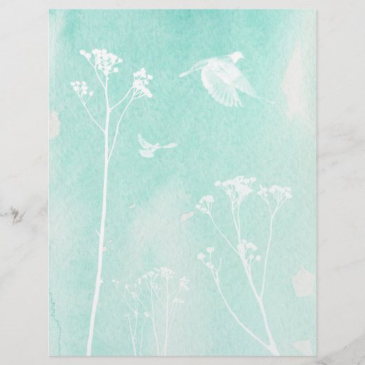 ブルー&ホワイトウォーターカラースクラップブック紙 (正面)