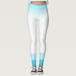 ブルー&ホワイトウォーターカラールックシックラウンジジム レギンス