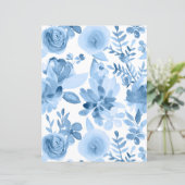 ブルー&ホワイトウォーター色フローラスクラップブック紙 (スタンド正面)