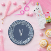 ブルー&ホワイトウッドランドアニマルリースデルフトモノグラム ペーパープレート (パーティー)