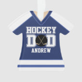ブルー/ホワイトカスタムホッケーパパジャージー オーナメント (正面)