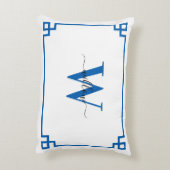 ブルー&ホワイトギリシャ鍵 モノグラムの アクセントクッション (裏面(縦))
