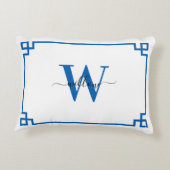 ブルー&ホワイトギリシャ鍵 モノグラムの アクセントクッション (裏面)