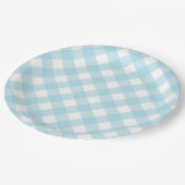 ブルー&ホワイトギンガムプレイド紙プレート ペーパープレート (アングル)