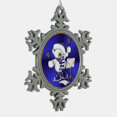 ブルー&ホワイトクリスマスベアースノーフレークオーナメント スノーフレークピューターオーナメント (左)