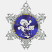 ブルー&ホワイトクリスマスベアースノーフレークオーナメント スノーフレークピューターオーナメント (正面)