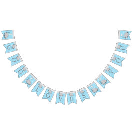 ブルー、ホワイトグレー🐘エレファントベビー – バプティズム バンティングフラッグ