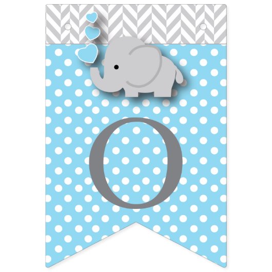 ブルー、ホワイトグレー🐘エレファントベビー – バプティズム バンティングフラッグ (第3の旗)