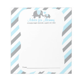 ブルー，ホワイトグレーストライプゾウ – アドバイス ノートパッド