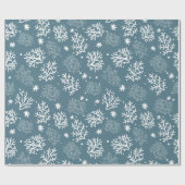 ブルー&ホワイトコーラルラッピング紙 ラッピングペーパー (フラット)