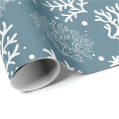 ブルー&ホワイトコーラルラッピング紙 ラッピングペーパー (ロールコーナー)