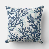 ブルー&ホワイトコーラル装飾用クッション クッション (正面)