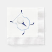 ブルー&ホワイトゴルフクレスト、水色ゴルフパーティー 縁ありカクテルナプキン (正面)