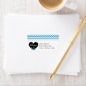 ブルー&ホワイトシェブロンスイート16パーティー住所 シール (インサイチュ)