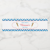 ブルー&ホワイトシェブロンベビー ペットボトルラベル (シングルラベル)