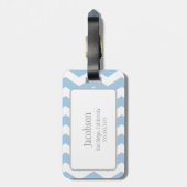 ブルー&ホワイトシェブロンモノグラム荷物タグ ラゲッジタグ (裏面縦)