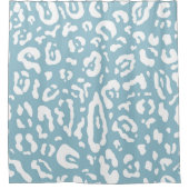 ブルー&ホワイトシックチータヒョウアニマルプリント シャワーカーテン (正面)