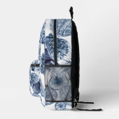 ブルー&ホワイトシーシェルズコーストデザイン プリントバックパック (右)