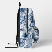 ブルー&ホワイトシーシェルズコーストデザイン プリントバックパック (左)