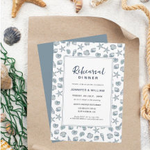 ブルー&ホワイトシーシェルリハーサルディナー