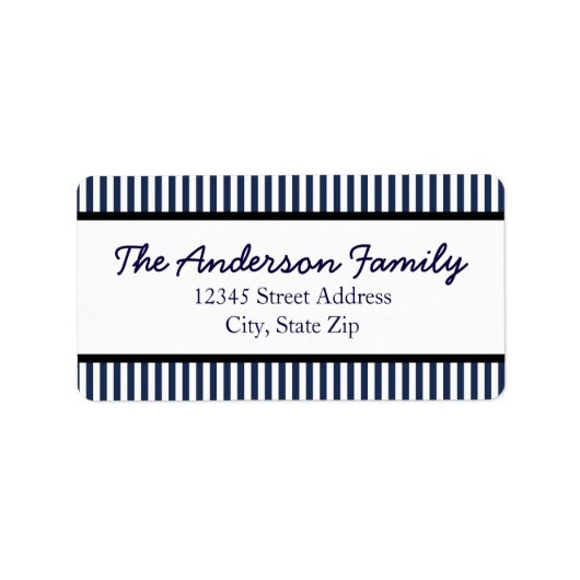 ブルー&ホワイトストライプ住所 シール (正面)