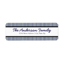 ブルー&ホワイトストライプ差出人住所ラベル