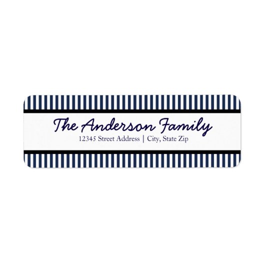 ブルー&ホワイトストライプ差出人住所ラベル ラベル (正面)