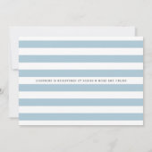 ブルー&ホワイトストライプ金ゴールドフェイク男の赤ちゃんシャワー 招待状 (裏面)