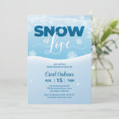 ブルー&ホワイトスノーインラブウィンターブライダルシャワー 招待状 (スタンド正面)
