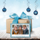 ブルー&ホワイトスノーフレークホリデーポストカード シーズンポストカード