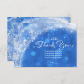 ブルー&ホワイトスパークルシンデレラありがとう サンキューカード (正面/裏面)