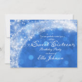 ブルー&ホワイトスパークルシンデレラスウィート16パーティー 招待状 (正面)