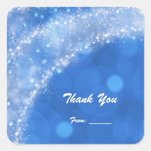 ブルー&ホワイトスパークルシンデレラニーイベントパーティー スクエアシール (正面)