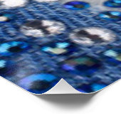 ブルー&ホワイトダイアモンズブルージャンパターンデザイン ポスター (コーナー)