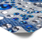 ブルー&ホワイトダイアモンズブルージャンパターンデザイン ポスター (角)