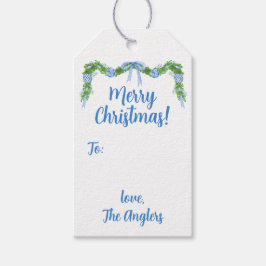 ブルー&ホワイトチャイノアイセリーガーランドホリデイ ギフトタグ