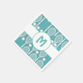 ブルー&ホワイトテニスラケットボールプレイヤー名かわいい スタンダードカクテルナプキン (角)