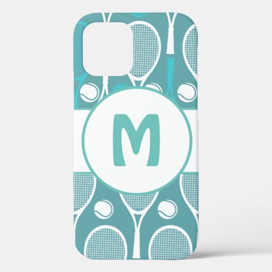 ブルー&ホワイトテニスラケットボールプレイヤー名かわいい Case-Mate iPhoneケース (裏面)