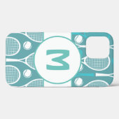 ブルー&ホワイトテニスラケットボールプレイヤー名かわいい Case-Mate iPhoneケース (裏面 (横))