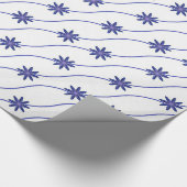 ブルー&ホワイトデイジーチェーンフローラルパターン紙 ラッピングペーパー (角)