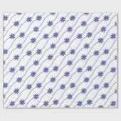 ブルー&ホワイトデイジーチェーンフローラルパターン紙 ラッピングペーパー (フラット)