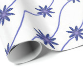 ブルー&ホワイトデイジーチェーンフローラルパターン紙 ラッピングペーパー (ロールコーナー)