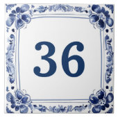 ブルー&ホワイトデルフトカスタムプレートハウスナンバー記号 タイル (正面)