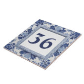 ブルー&ホワイトデルフトカスタムプレートハウスナンバー記号 タイル (側面)