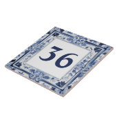 ブルー&ホワイトデルフトカスタムプレートハウスナンバー記号 タイル (側面)