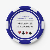 ブルー&ホワイトトランプのポーカーチップラスベガス結婚ズ ペーパープレート (正面)
