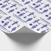 ブルー&ホワイトトレンディーくるみ割りクラッキンギフト ラッピングペーパー (角)