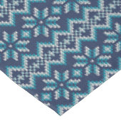 ブルー&ホワイトニットフェイクセーター雪片パターン テーブルクロス (アングル)