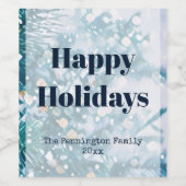 ブルー&ホワイトハッピーホリデイズ |ワインギフトワインラベル ワインラベル (シングルラベル)